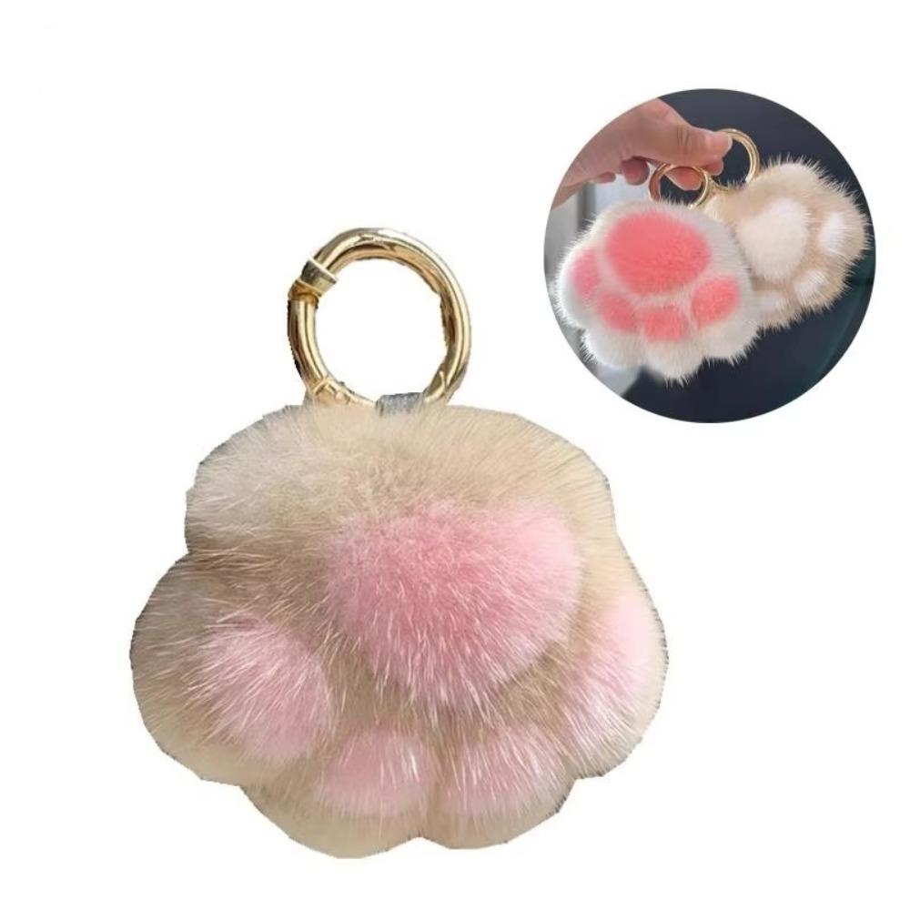 Animal Paw Cat Paw Keychain Cute Doll Plush Car Key Ring Kawaii Faux Fur Keychain Valentine's Day