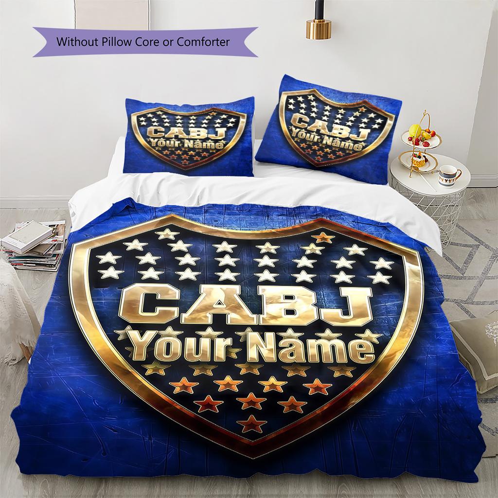 Boca Juniors Custom Name Pattern Bedding Quilt Set Quilt Cover Pillowcase Home Birthday Gift(1 * duvet cover + 2 * pillowcase, without core)