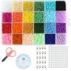 24 Grids 3mm Glass Seed Beads Set with Scissors Lobster Clasp Stretch Thread DIY Handcraft Seed Bead