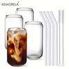 Стакан для питья с соломинкой 4 шт. Набор Форма банки Для пива Кофе со льдом Виски Содовая Чай Вода с 2 щетками для чистки