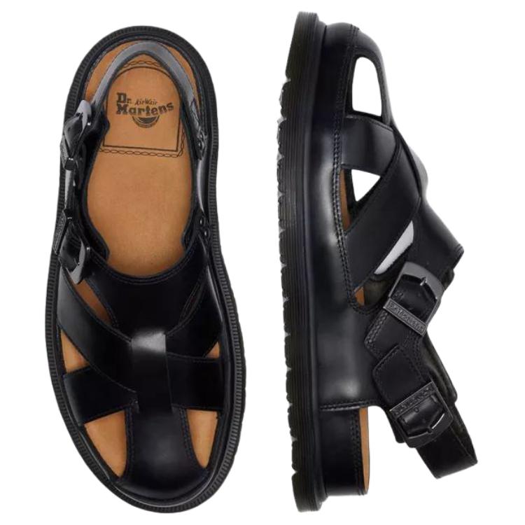 Dr. Martens Сан Архив Рыбак Кожаные Модные Удобные Минималистичные Для Поездок На Работу Уличные Повседневные Римские Сандалии Сандалии Унисекс Черные 41618001