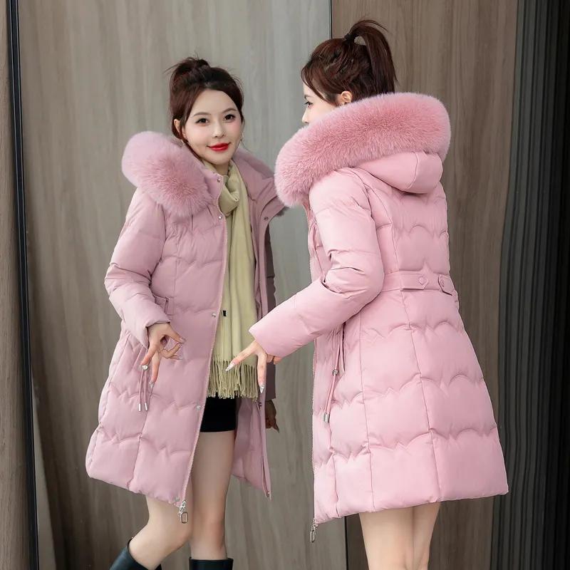 Women's Winter Parka Coat Hooded Korean Version Lady Down Cotton Jacket Warm Temperament Ladies Cotton Padded Outerwear