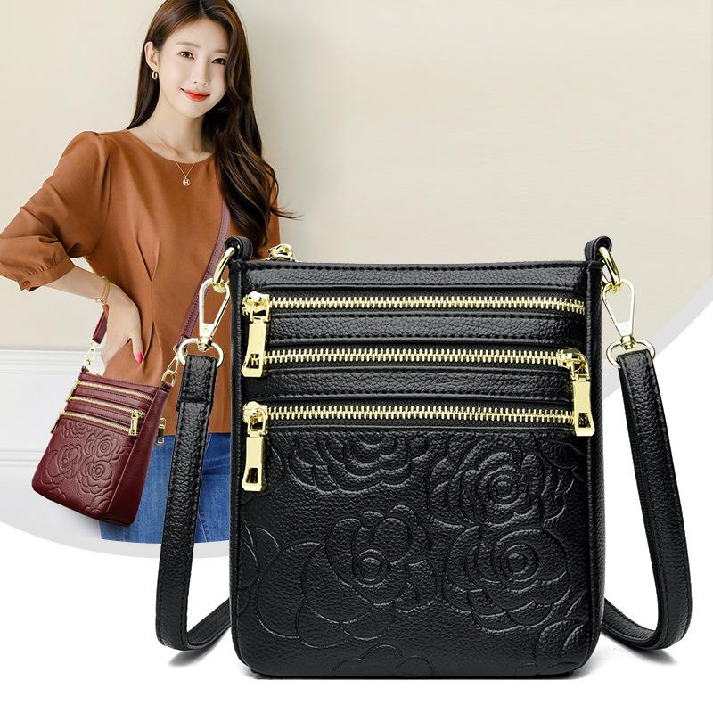Vintage women's embossed shoulder bag style, women's bucket bag, multi-compartment crossbody bag, phone bag