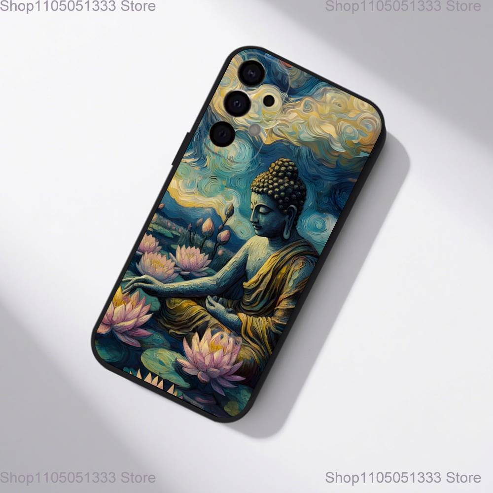 Чехол для телефона Будда для Samsung S25, S24, S21, S22, S23, S30, Ultra, S20, Plus, Fe, Lite, 5G Черный