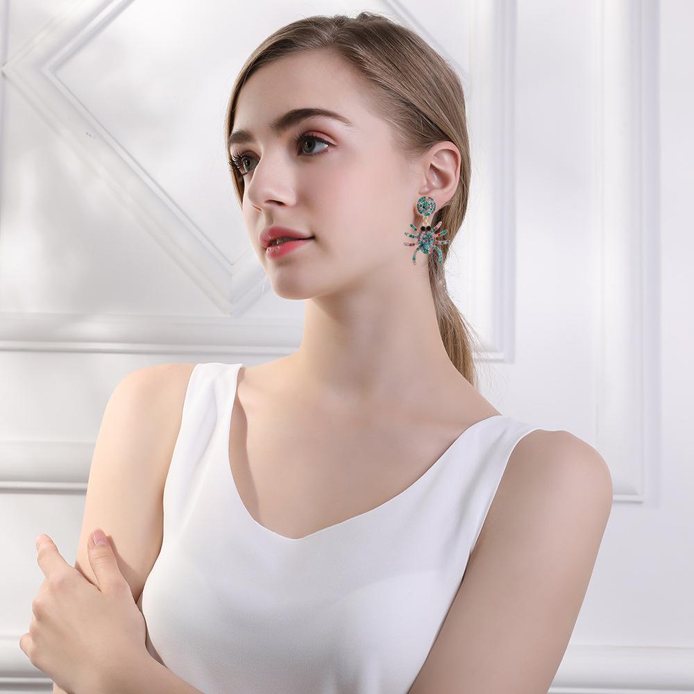 Европейские модные индивидуальные серьги-пауки со стразами, преувеличенные серьги-гвоздики с бриллиантами, дизайнерские модные ювелирные изделия, подарки