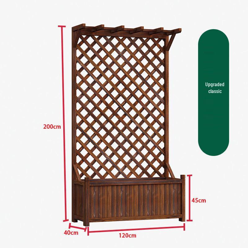 Углеродистый антикоррозийный деревянный ящик-кашпо с опорой для вьющихся растений для открытого балкона или внутреннего двора