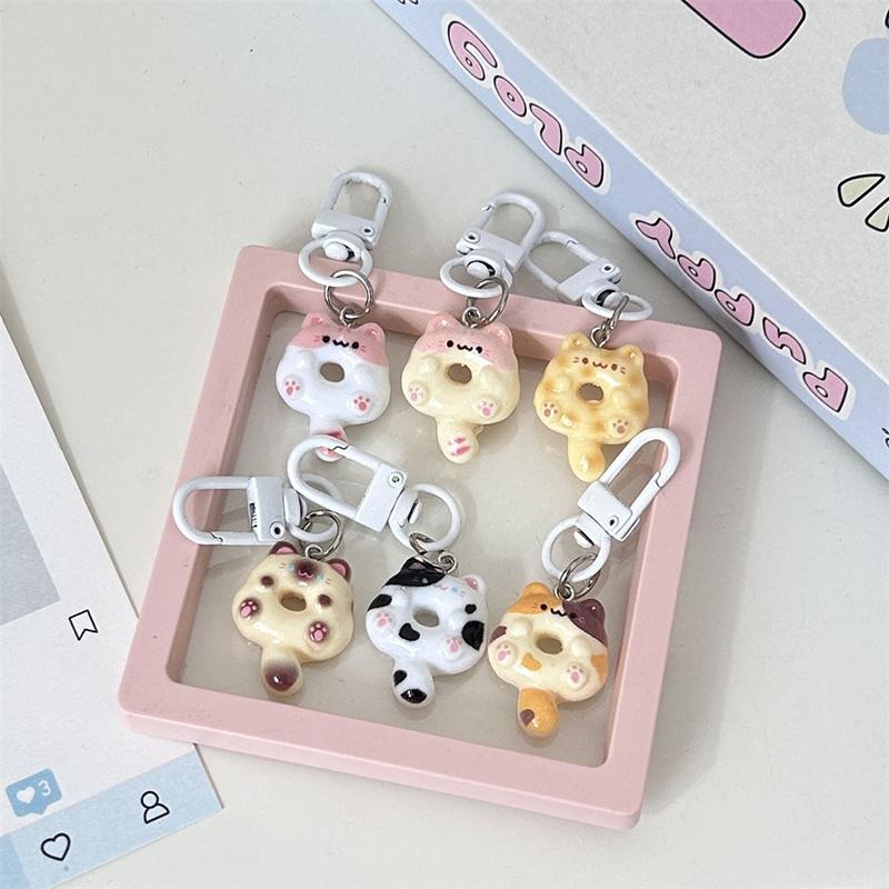 Kawaii мультфильм новинка кот пончик брелок милый креативный брелок кулон смешной рюкзак украшения аксессуары подарки