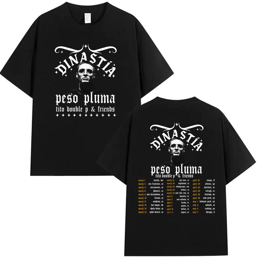 Peso Pluma & Friends Dinastia Tour 2026 Graphic T Shirts Unisex Vintage Gothic Short Sleeve T-shirt Hip Hop Pop Music Clothing Tees