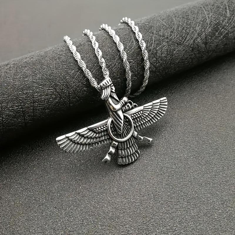 A Stylish And Creative Vintage Trend Ahura Mazda Pendant Necklace Featuring The Fire of Truth Zoroa, Perfect for Women'S Fashion Jewelry.