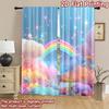 2D flat printing 2pcs Curtain Dreamy Sky Rainbow Flower Clouds Digital Printed Polyester Drapes Festive Wall Decor Use for Photo