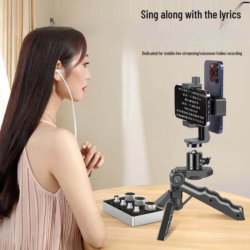 Двусторонний ручной и настольный телесуфлер для телефонов - Многофункциональный с поддержкой двух камер и отображением субтитров