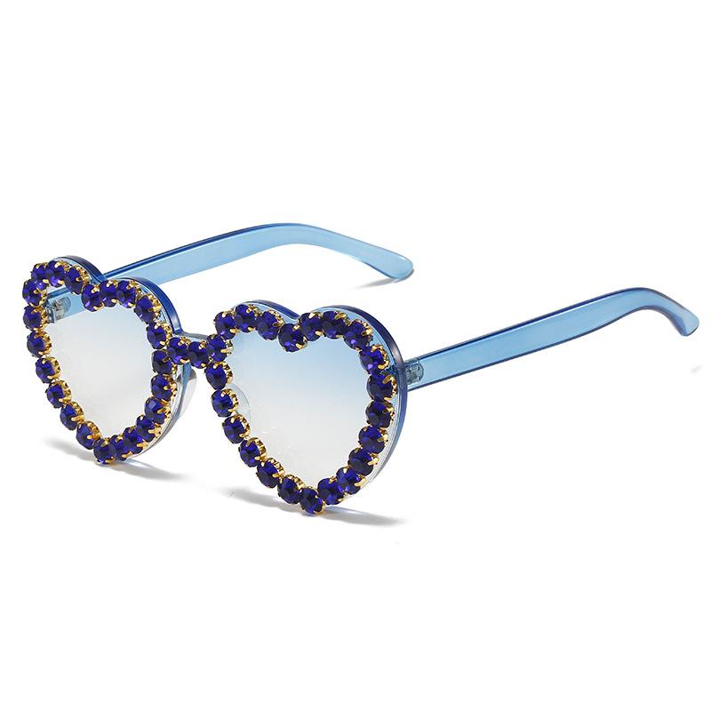 Sunglasses, Personalized Love Diamond-Encrusted Glasses, Versatile Peach Heart Sunglasses For Women