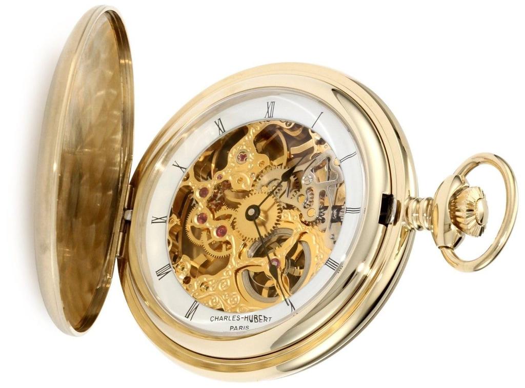 Pocket Watch Mechanical Manual Winding Skeleton [Charles Hubert] 3906-G Men's