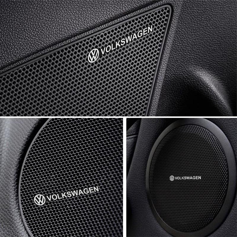 RUNTB1 5/10Pcs Car Audio Speaker 3D Aluminum Badge Logo Stickers For VW GTI Polo Golf Passat Tiguan Arteon Touareg CC Taigo Caddy Jetta