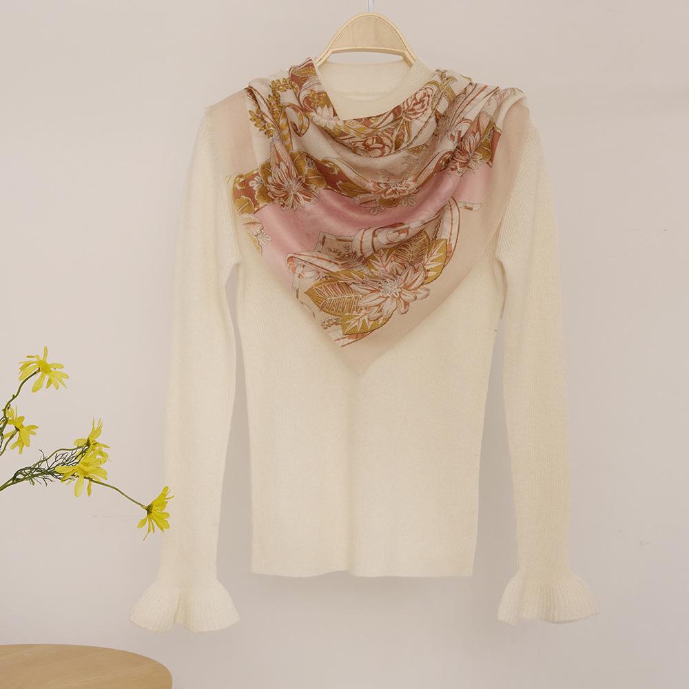 Water-Soluble Cashmere Scarf: Lightweight Square Shawl for Summer & Air-Conditioned Comfort