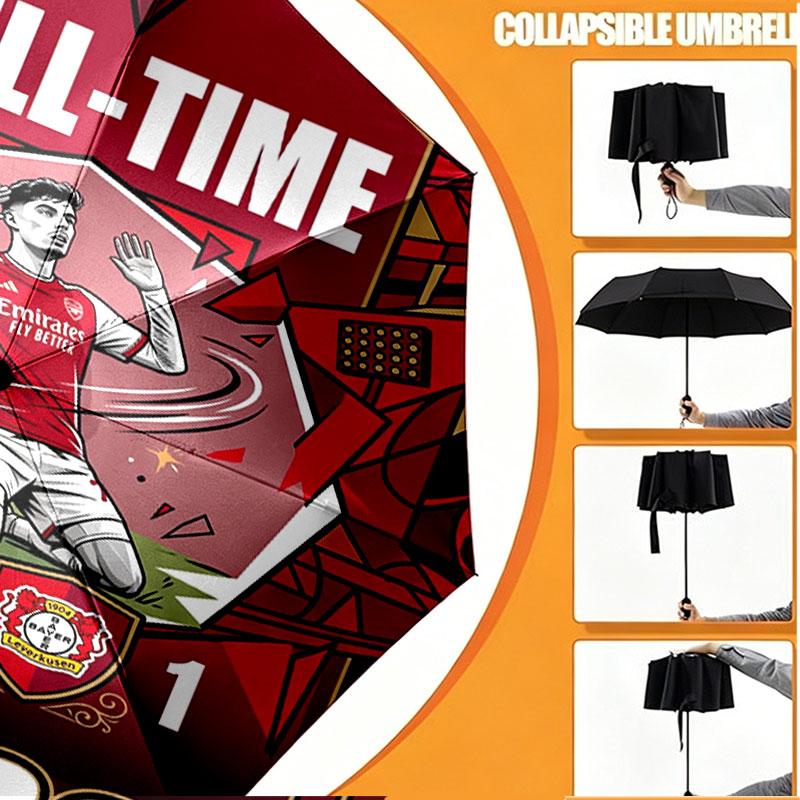 Custom Name Personalized Arsenal F.C Print Umbrella, Auto Open Close, 8‑Rib Sturdy Frame, Commute Camping Hiking Use, Birthday Gift