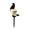 800MAH Solar Resin Halloween Crow Skull Light Outdoor Waterproof LED Light Balcony Holiday Lawn Lamp Garden Decor Decorative Light