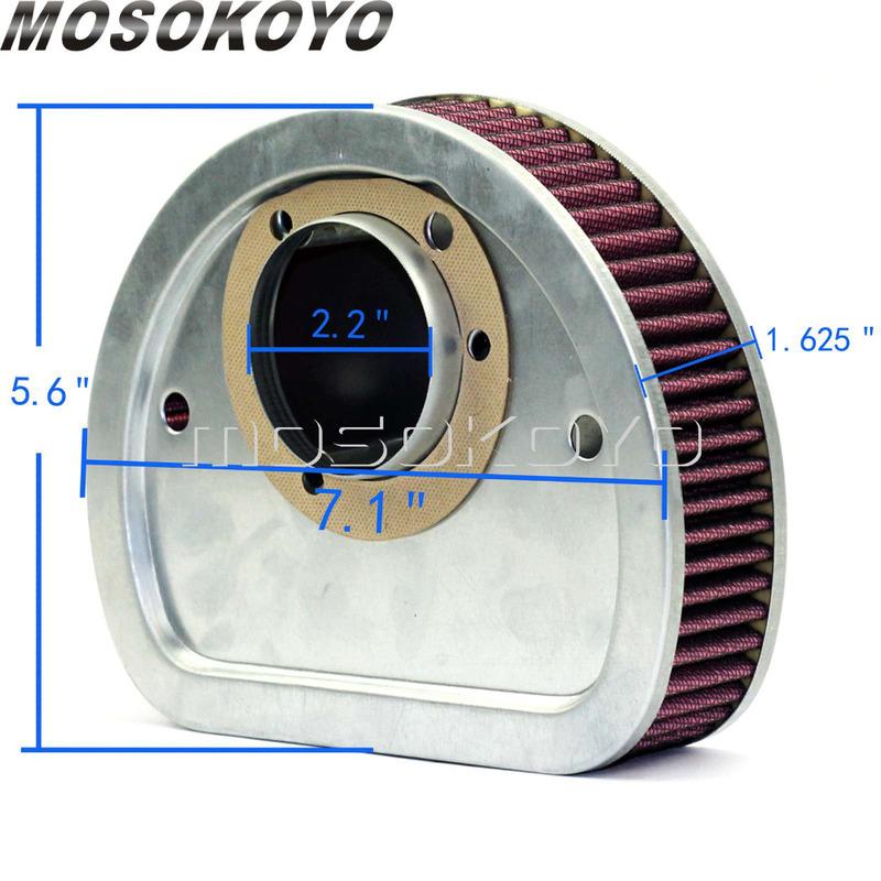 Red Blue Motorcycle Air Filter High-Flow Air Cleaner Intake for Harley FXSB FLST FXST FXD Softail Dyna Fat Boy Fat Bob 2007-2015
