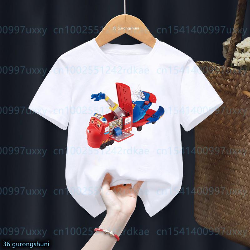 TShirts For Boys Funny Animation Chuggington Small Truck Print Children Tshirts Cute Boys Girls Clothes white ONeck Shirt Tops
