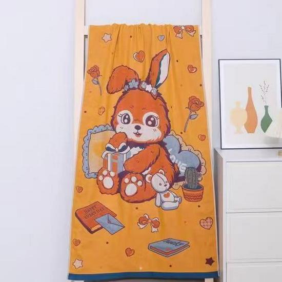 Extra Large Cotton Gauze Cartoon Bath Towel - Soft, Quick-Drying for Adults & Kids