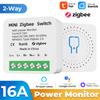 Tuya Zigbee/WiFi Мини-умный переключатель-реле с мониторингом мощности 16А Двухстороннее управление Автоматический выключатель Таймер Работает с Alexa Google Home Алиса