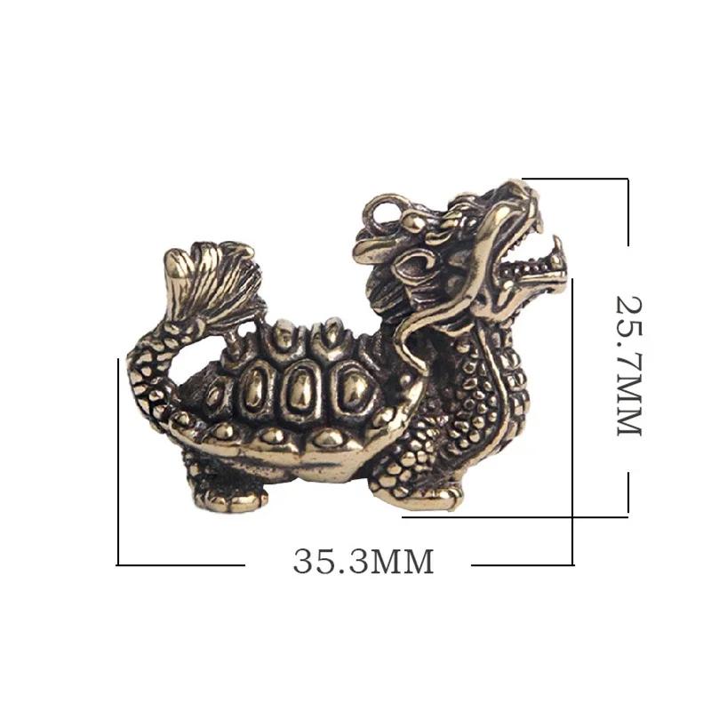 Retro Brass Dragon Tortoise Lucky Mythical Beast Chinese Style Home Decoration Desktop Ornaments Creative Keychain Pendant