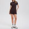 Womens High-Waisted Slim Fit Yoga Set Short Sleeve Breathable Sportswear Running Gym Badminton Fitness