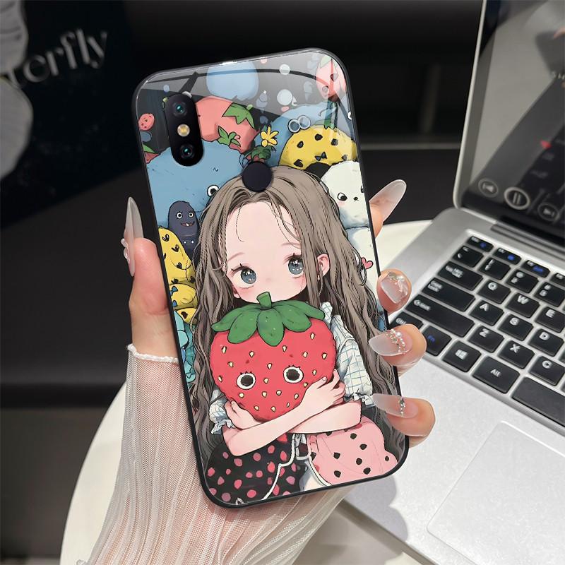 Чехол для телефона Xiaomi Mi A2 / Mi A2 Lite Модный фэнтезийный дизайн Закаленное стекло Бампер для MiA2 Lite Полная защита Задние крышки