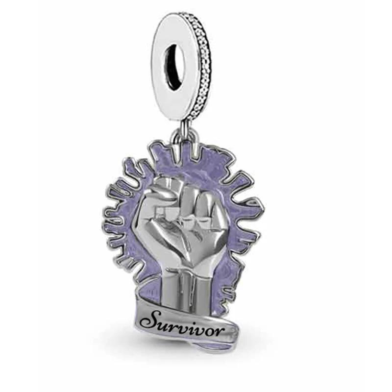 FC Jewellery Совместимо с оригинальными браслетами-шармами Pandora Медный Боксерская перчатка Борьба с раком молочной железы Бусина-подвеска Идеально для изготовления брелоков