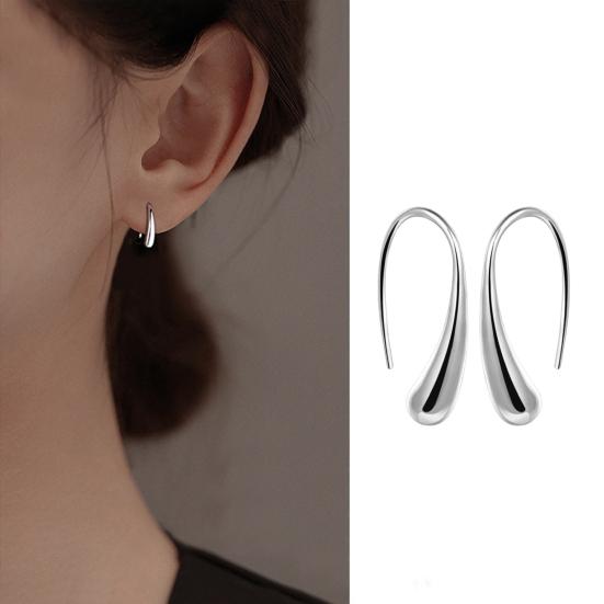 1 пара женских висячих серег из нержавеющей полированной меди, сплошной цвет, полые капли воды, антиаллергенный крючок для ушей, легкие украшения для ушей