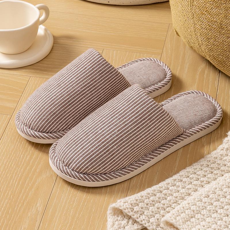 Домашние хлопково-льняные тапочки на четыре сезона в японском стиле, женские, для дома, на осень и зиму, для пар, домашние, нескользящие, с мягкой подошвой, хлопковые тапочки, мужские