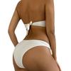 1011 new swimsuit women's solid color three-dimensional 1D flower straps bikini flat chest split swimsuit fashion bikini