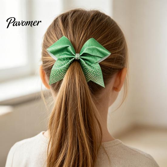 Durable Hair Ties for Dancing Sparkling Bow Clip, Glitter Sequin Clip Cheerleading Pink Bows Cheerleaders Performance And Dance Team Accessories,