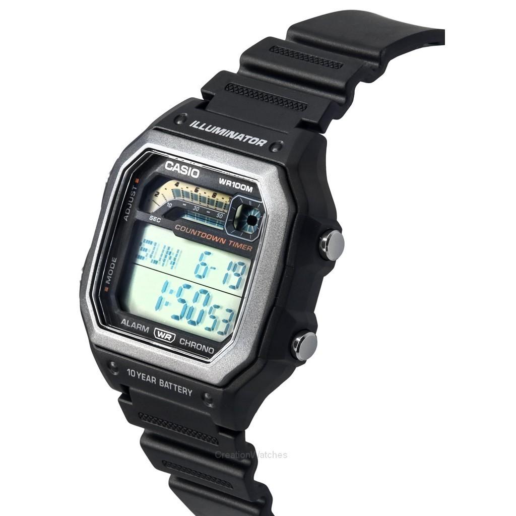 Casio Standard Digital Black Resin Strap Quartz WS-1600H-1A 100M Mens Watch