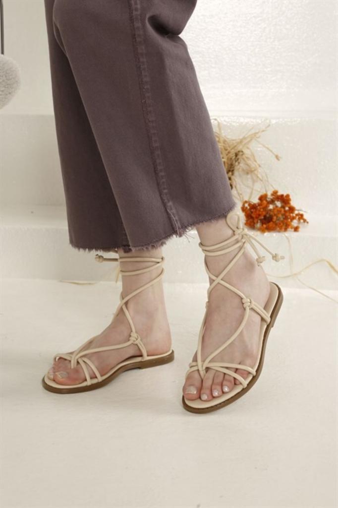 Женские повседневные сандалии, шлепанцы, сандалии кремовой кожи