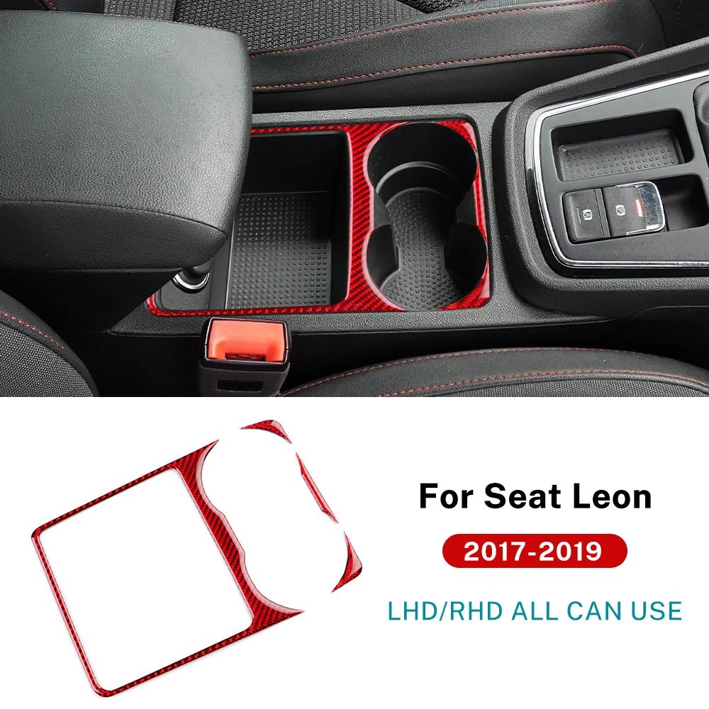Real Soft Carbon Fiber For Seat Leon 2017 2018 2019 MK3 5F LHD RHD Car Water Cup Holder Panel Sticker Trim Interior Accessories okp133