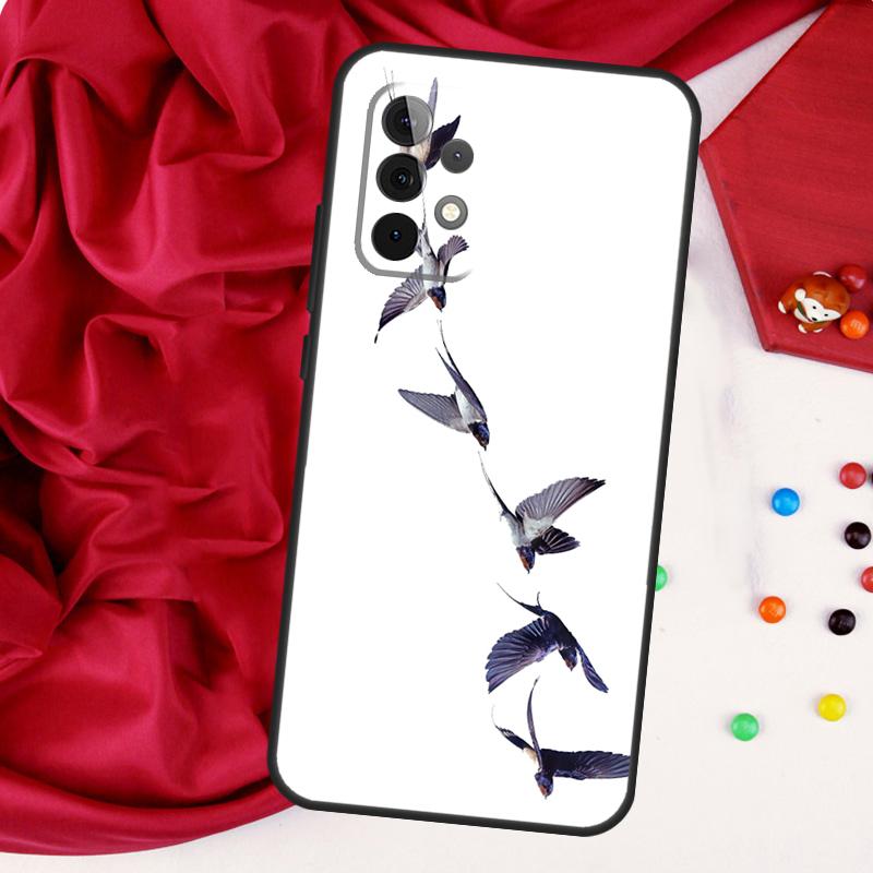 Узор "Коллаж Ласточки" Для Samsung Galaxy A15 A55 A53 A33 A35 A22 A32 A52 A54 A34 A14 A56 A36 A26 A16 A05 A06 Чехол