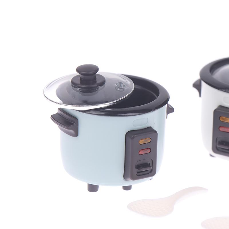 1:12 Кукольный домик Мини рисоварка с ложкой для риса Кухня Кухонные принадлежности Модель для приготовления пищи