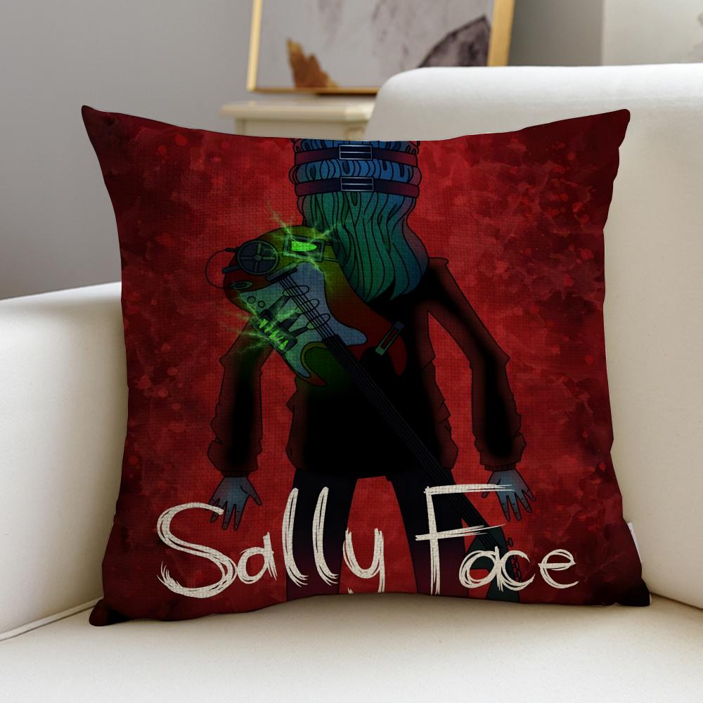 Mysterious SSally FaceS Cushion Cover Breathable and skinfriendly linen pillowcase square removable and washable cushion