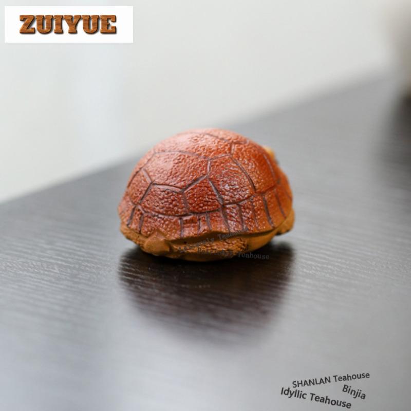 Yixing Purple Clay Small Turtle Tea Pet Vintage Exquisite Miniatures Tea Figurine Play Toys Tea Statue Ornaments Collection Gift