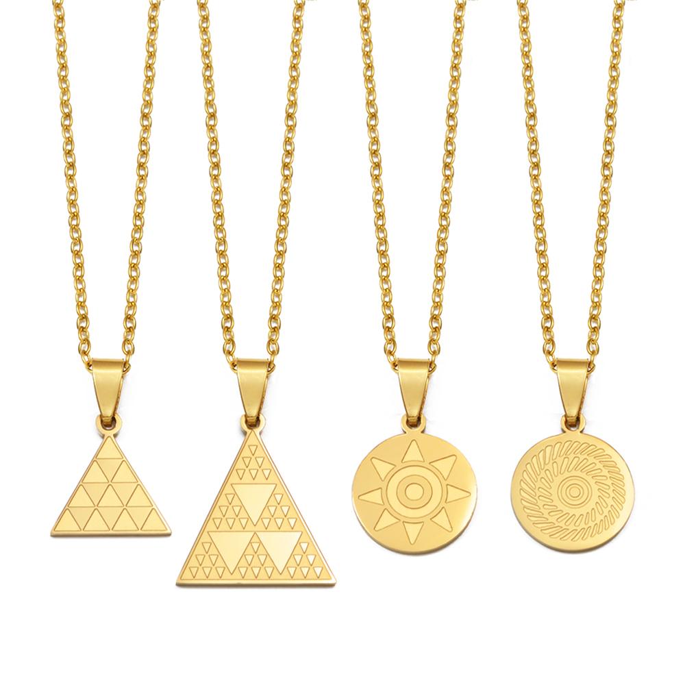 Pintadera Canaria Spain Traditional Ethnic Symbols Pendant Necklaces For Woman Jewelry #612062