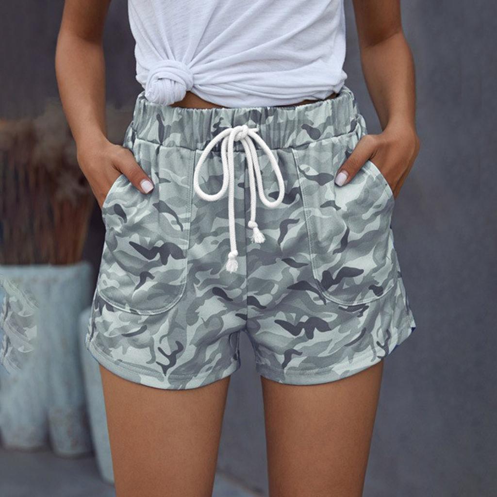Женские повседневные камуфляжные миди-шорты на шнуровке