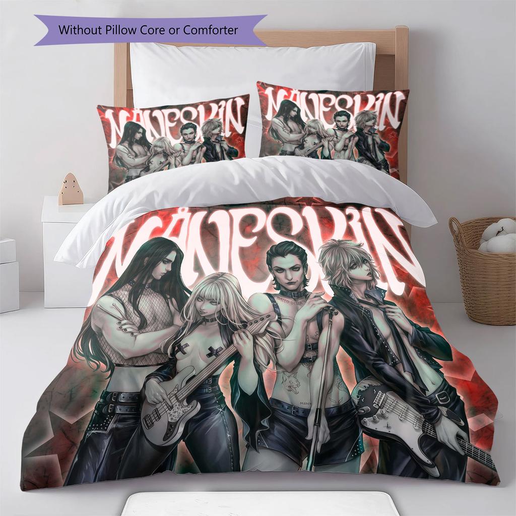 Måneskin Rebel Vibe Bedding Quilt Set Quilt Cover Pillowcase Home Decoration Birthday Gift (1 * duvet cover + 2 * pillowcase, without core)