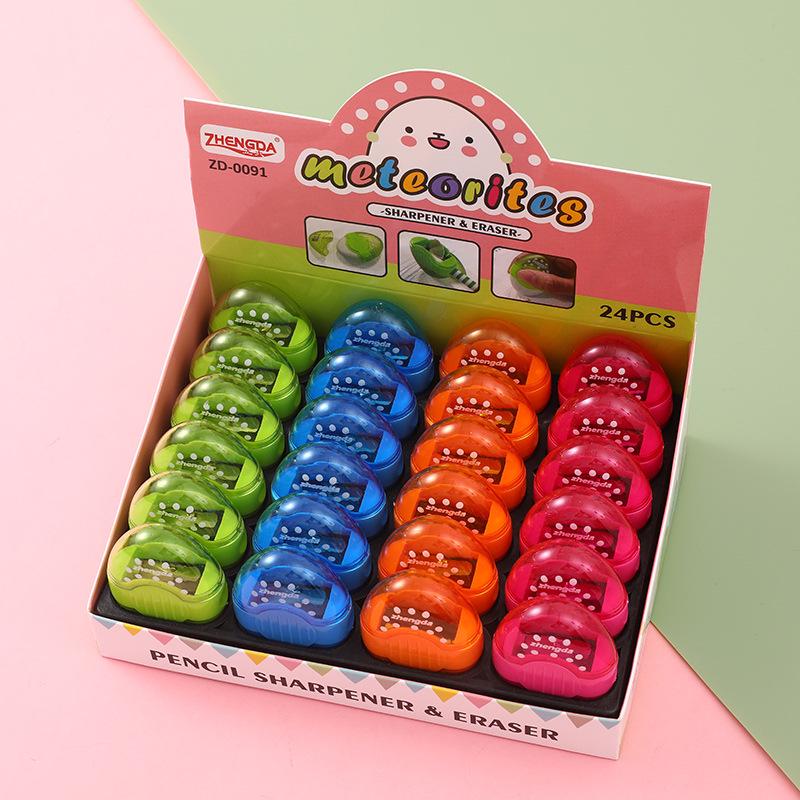 Два в одном: точилка для карандашей и ластик: Креативная, красочная, симпатичная форма с двойной головкой для чистого стирания и меньшего количества крошек. Идеально подходит для студентов!