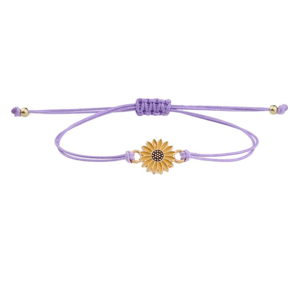 Alloy Sunflower Daisy Wax Rope Friendship Bracelet