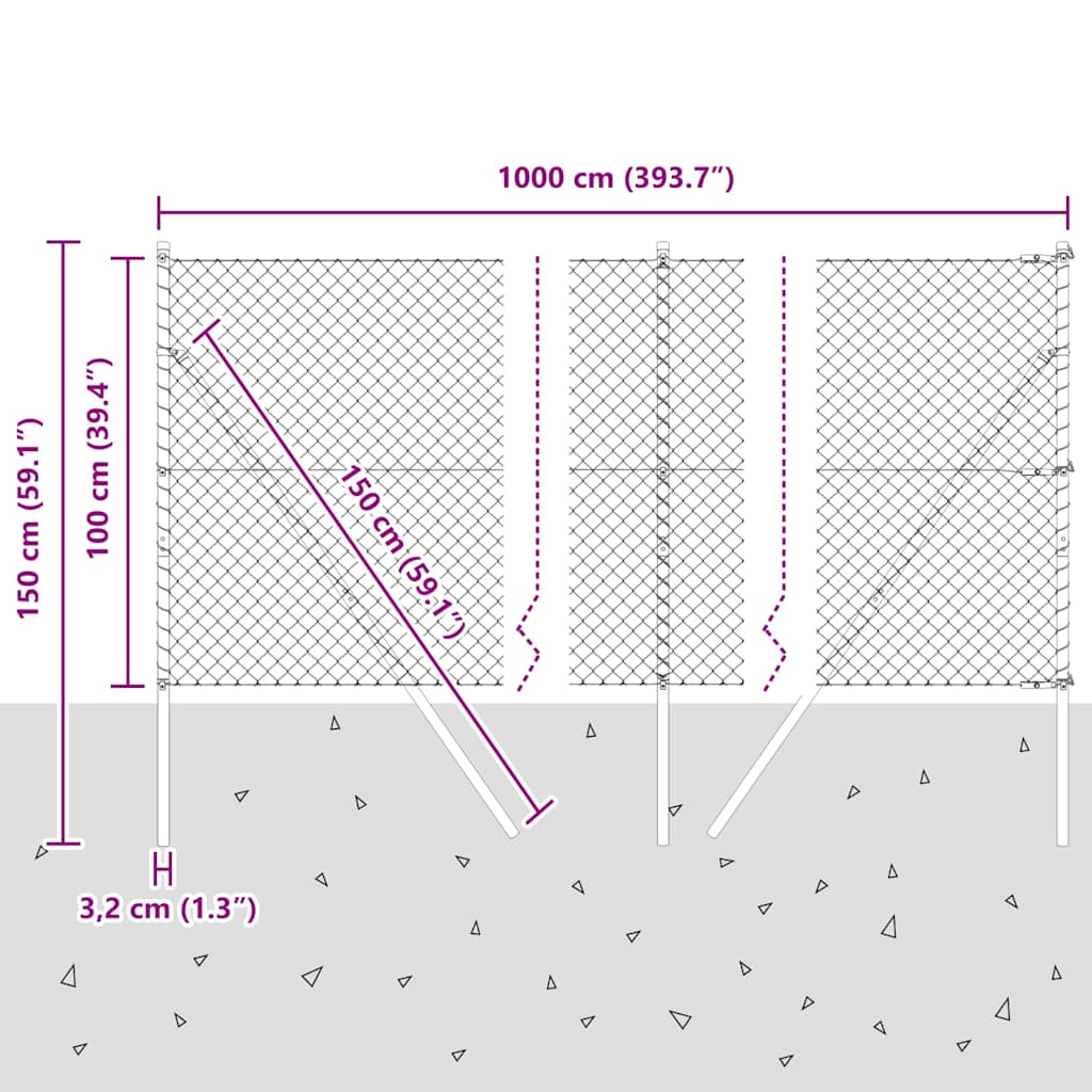 Ground Fix Welded Wire Fence 10 x 1 m (W x H)