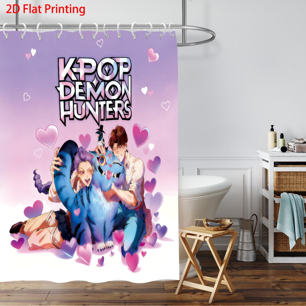1 шт. K-pop Принт Охотники на демонов Водонепроницаемая шторка для душа Несколько размеров Приватная подвесная шторка и 12 крючков Легкая установка