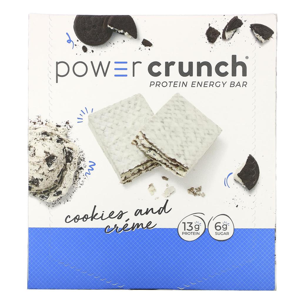 BNRG Power Crunch Protein Energy Bar, Original, Cookies & Cream, 12 Bars, 1.4 Oz (40 G) Each