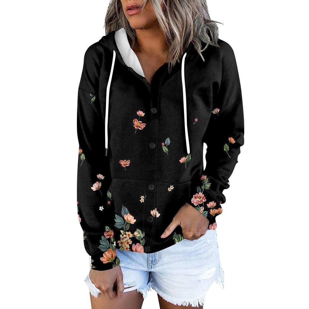 Женская толстовка с капюшоном, свободная спортивная куртка с длинными рукавами и принтом