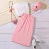 Girls' Casual Sweet Set Summer Children's Sleeveless Letter Printed Top Slimming Skirt Two-piece Set